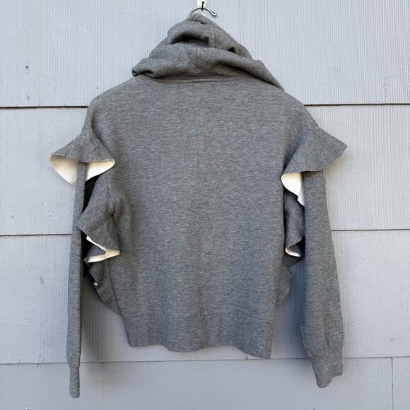 ALICE + OLIVIA Ruffled Jersey Full Zip Jersey Hoodie - Women's Size XS Gray NWT - Picture 5 of 16